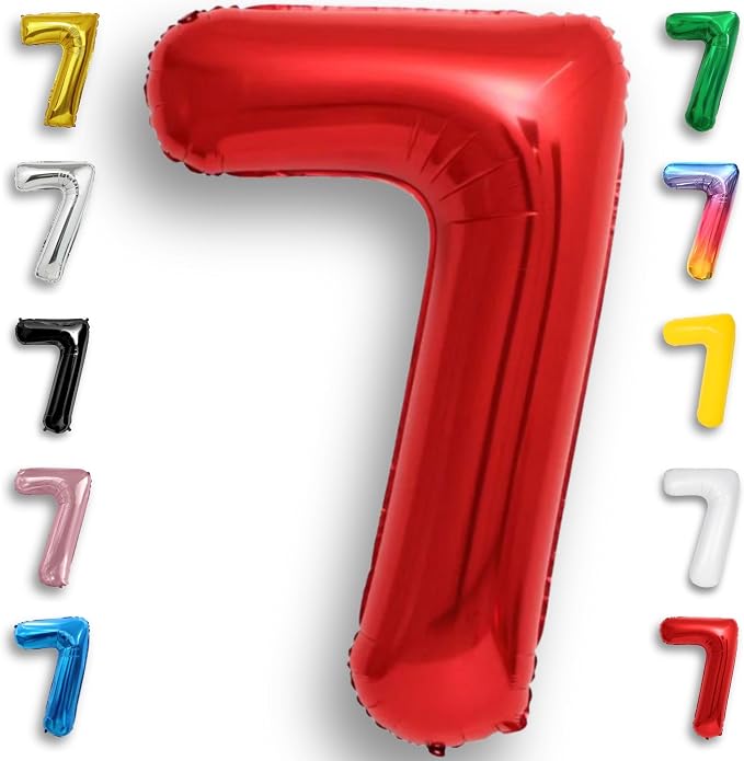 Red Number Balloon 7 Mylar Foil Balloons 16 inch by Unknown