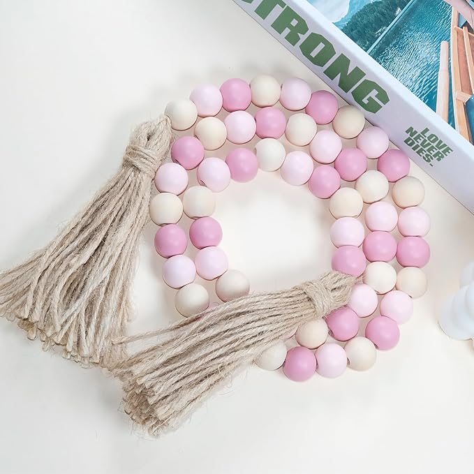 Farmhouse Wood Beads Garland, 58 Inch Boho Home Decor - Image 6
