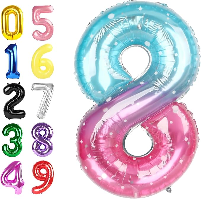 Number Balloons 40 Inch Pink Blue Purple 7 Balloon by Argthjy