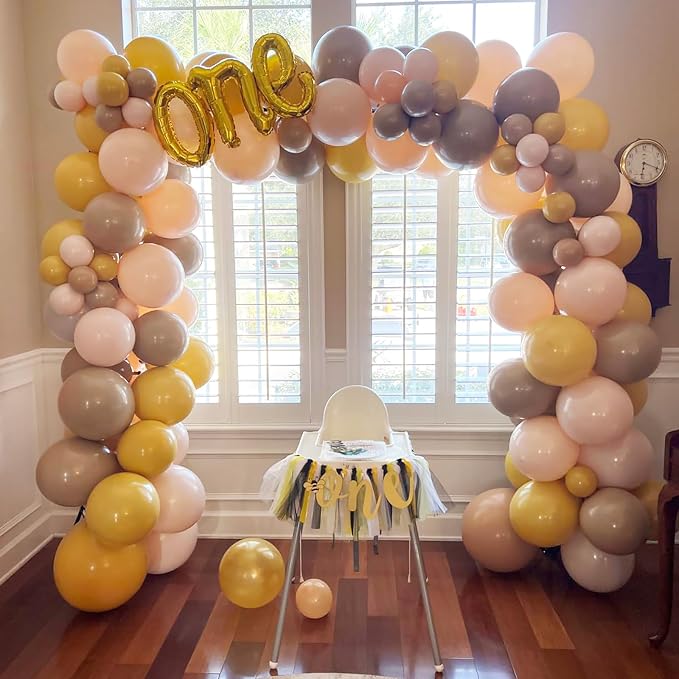 Mustard Yellow and Beige Balloon Garland Kit, Pastel Yellow Cream White Sand - Image 3