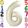 40 Inch Cream Number 6 Balloon Birthday Party Decorations by Hadoife