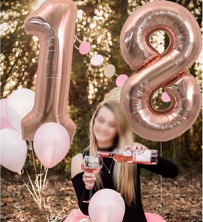 TONIFUL 40 Inch Rose Gold Large Numbers Balloons 0-9, Number 1 Digital 1 Helium - Image 3