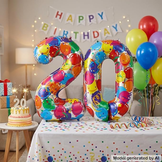 40 Inch Number 20 Balloon Set Large Foil Balloons - Image 3