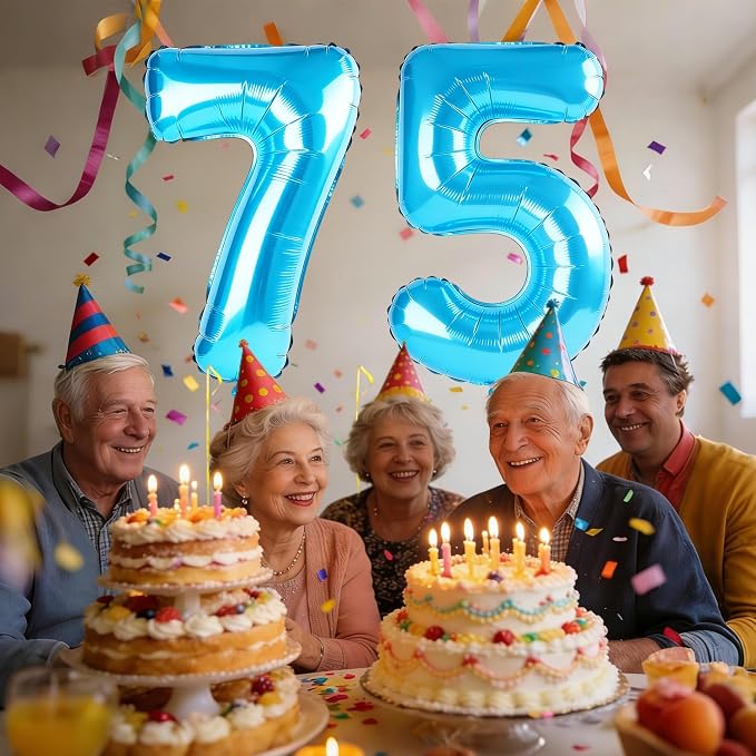 40 Inch Number 75 Balloons for 75th Birthday Party Decorations, 0-100 Jewelry - Image 2