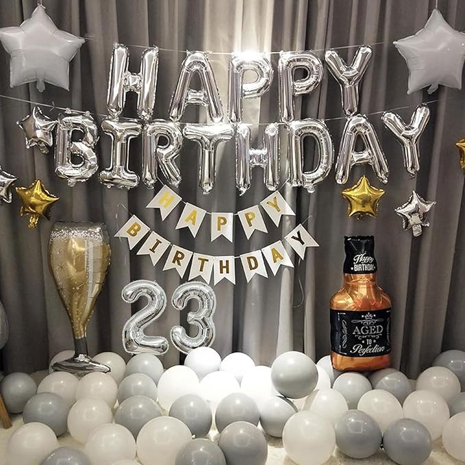 2 Set 20 Pcs Number Balloons 16 Inch Silver 0-9 Number Mylar Foil Balloons - Image 3