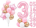 PartyWoo Number Balloons 40 Inch Pink Number 3 Kit 25pcs by PartyWoo