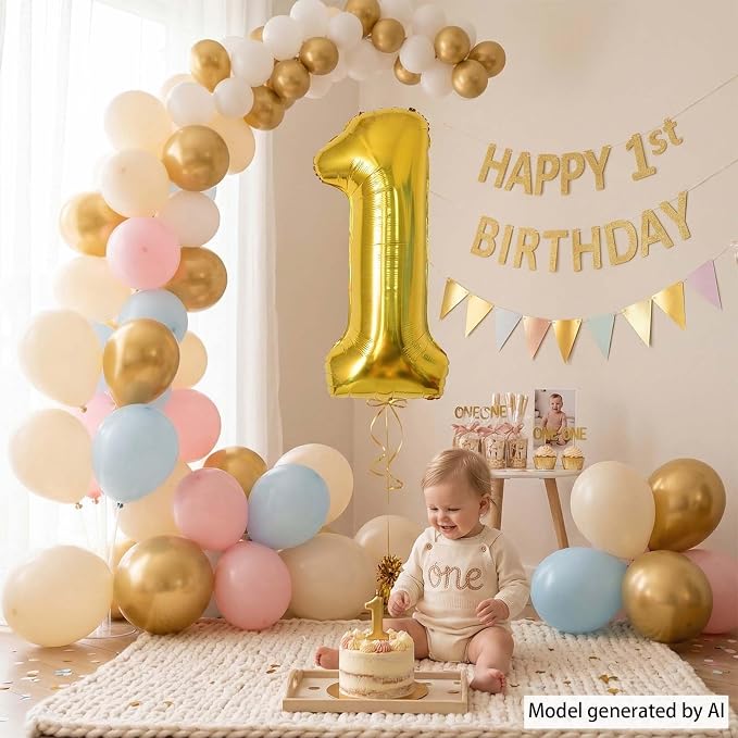 Gold Number 1 Balloon 40 Inch, Shiny Foil Decor - Image 7