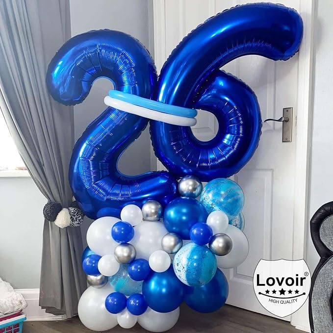 Navy Blue 24 Number Balloons, 40 Inch Giant Number 24 Balloons Foil Mylar - Image 3