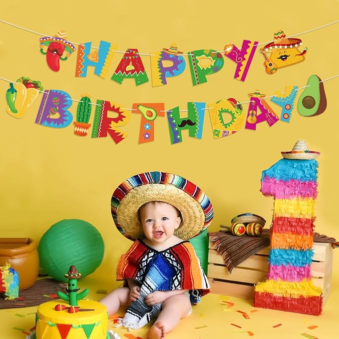 Colorful Mexican Happy Birthday Banner Mexican Birthday Party Decorations Cinco - Image 4