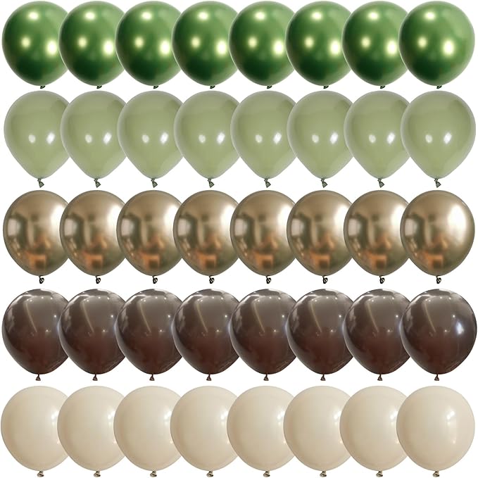 Sage Green Brown Safari Balloons, Camo Army Hunting Balloons by Govpy
