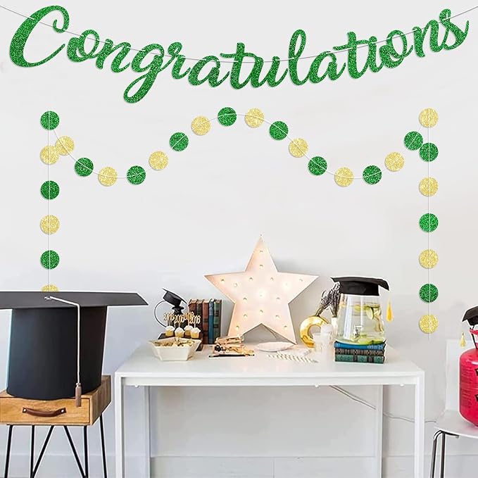 Green Congratulations Banner Sign Prestrung Congrats Banner Garland - Image 6