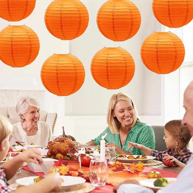 Orange Paper Lanterns Hanging Chinese Round Lanterns - Image 6