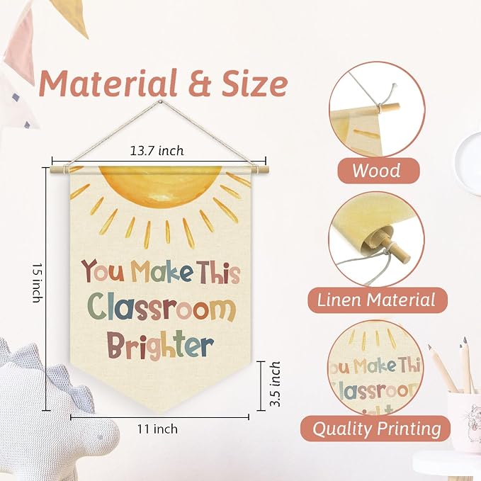 Classroom Welcome Sign Boho Neutral Classroom Banner, You Make This Classroom - Image 7