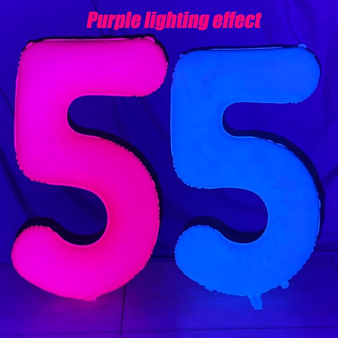 40IN Fluorescent Pink Number 1 Balloons Glow In The Dark Pink Balloon | - Image 6