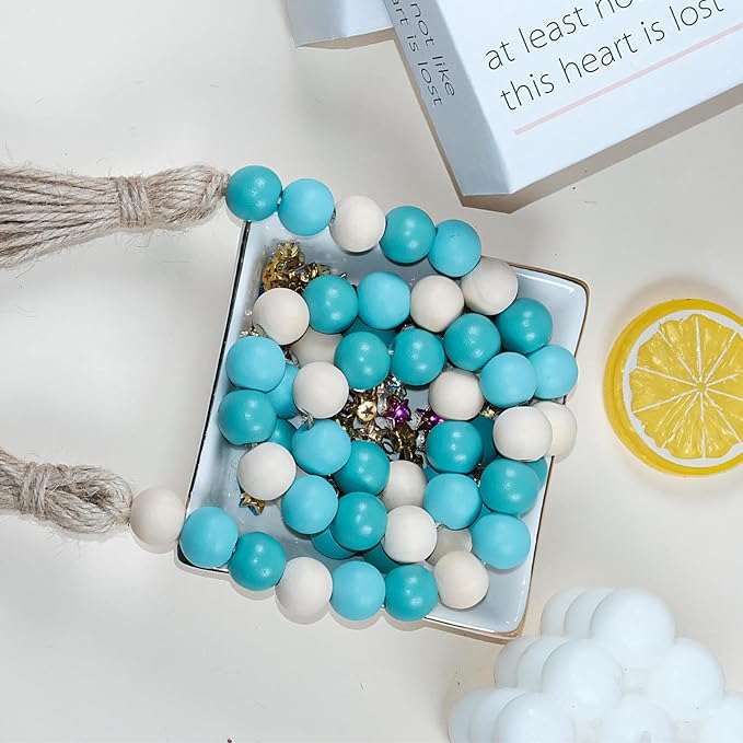 Wood Beads Garland with Tassels, Wall Hanging, Home Decoration - Image 4