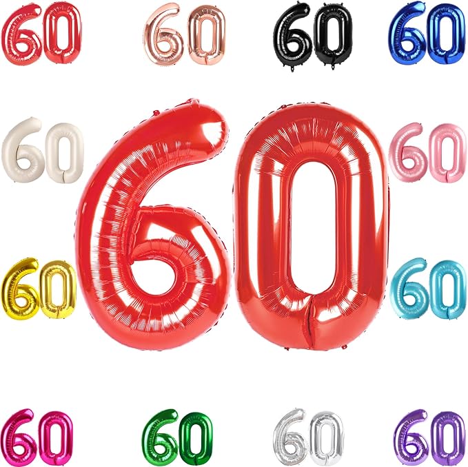 Red Number 60 Balloon 40 Inch by IWERP