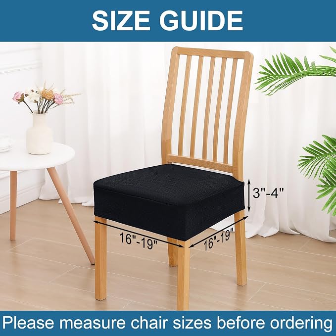 Smiry Waterproof Seat Covers for Dining Room Chairs, No Rear Covers | Stretch - Image 2