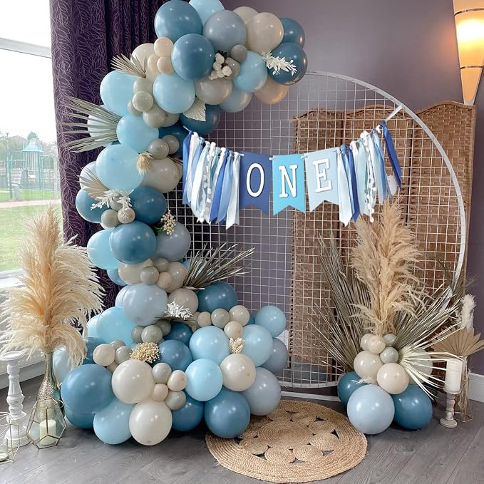 Dusty Blue Sand White Balloons - Image 3