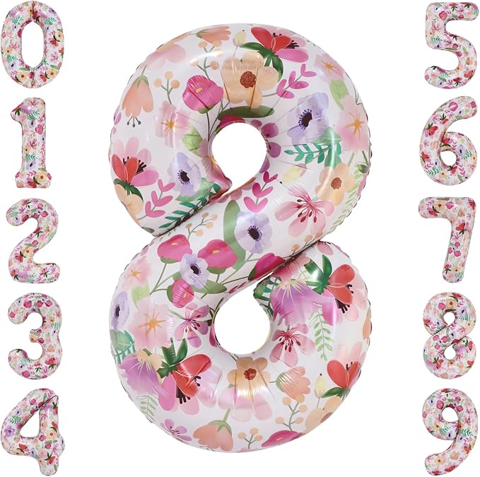 Flower Balloons 40 Inch Floral Number 8 Balloon by cocodino