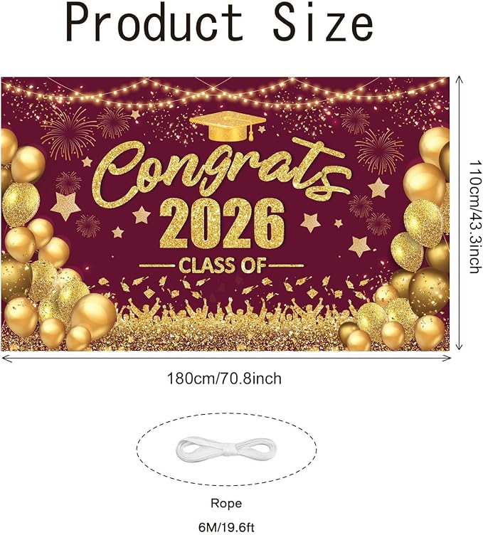 Class of 2026 Banner Congrats Graduation Decorations - Image 3