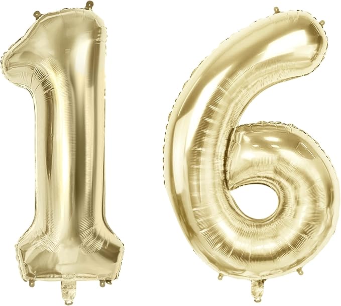 Number 16 Balloons for 16th Birthday Party Decorations, 40 Inch 0-100 by Joycard