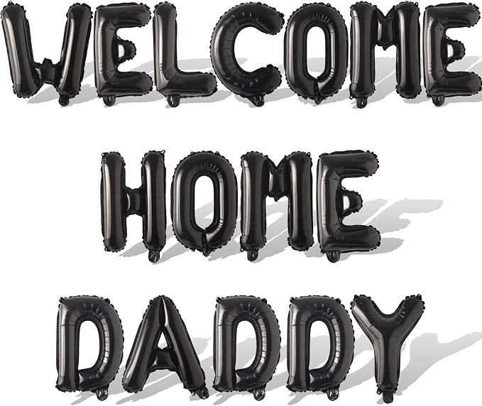 2 Set 32Pcs Black WELCOME HOME DADDY Letter Balloons 16in Balloon Foil Letter by Fezava