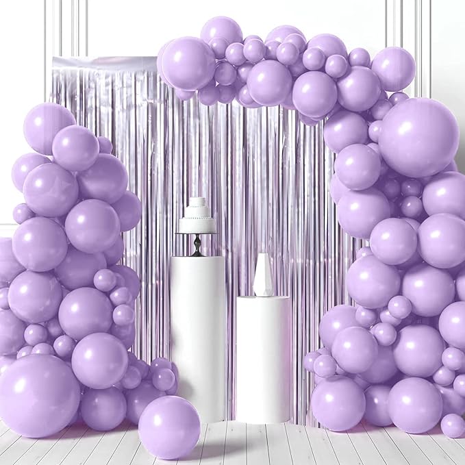 Voircoloria Light Purple Foil Fringe Backdrop Curtains, 2 Pack | Tinsel - Image 7