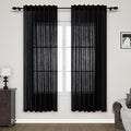 Black Sheer Linen Curtains 70 Inch Length by Nanspring