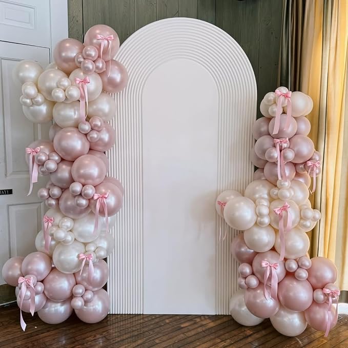 Double Stuffed Pearl White and Pink Balloons - Image 2