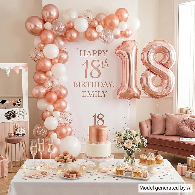 Rose Gold Number 18 Balloon 40 Inch, Shiny Foil - Image 7