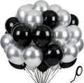 Black Silver Balloons 60Pcs 12 Inch Latex Balloon Set by Kelfuoya
