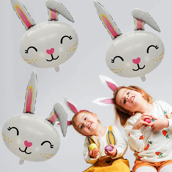 Bunny Balloons Easter Balloon Bunny Birthday Party Decorations Rabbit Head Foil - Image 3