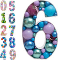 Mosaic Balloon Frame Numbers 6 Pre-Cut Tall Large Foam Board Sign Cut-Out by JoyBoxDesign