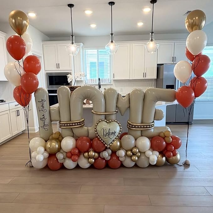 Beige HOME Balloons 40 Inch, Large HOME Letter Banner Cream White - Image 7