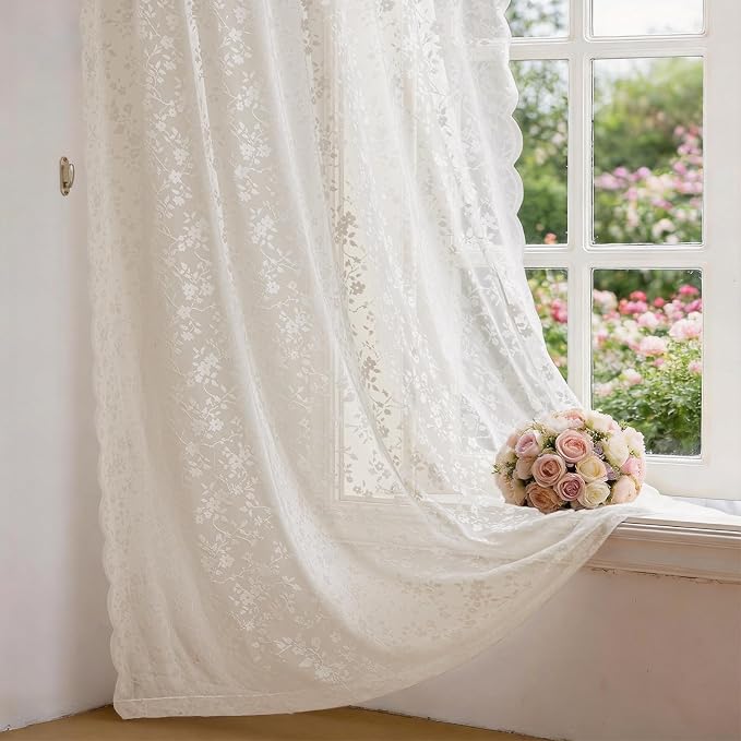 Anmao Vintage Lace Sheer Curtains 84 Inches Long - Image 8