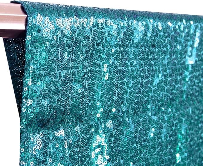 10Ft x 10Ft Teal Sequin Backdrop Curtain, Glitter Thick Not See Through Satin Sequin Background Drapes, Opaque Sparkly Backdrop Curtain, Sequin Backdrop for Xmas Thanksgiving Wedding Party Decor