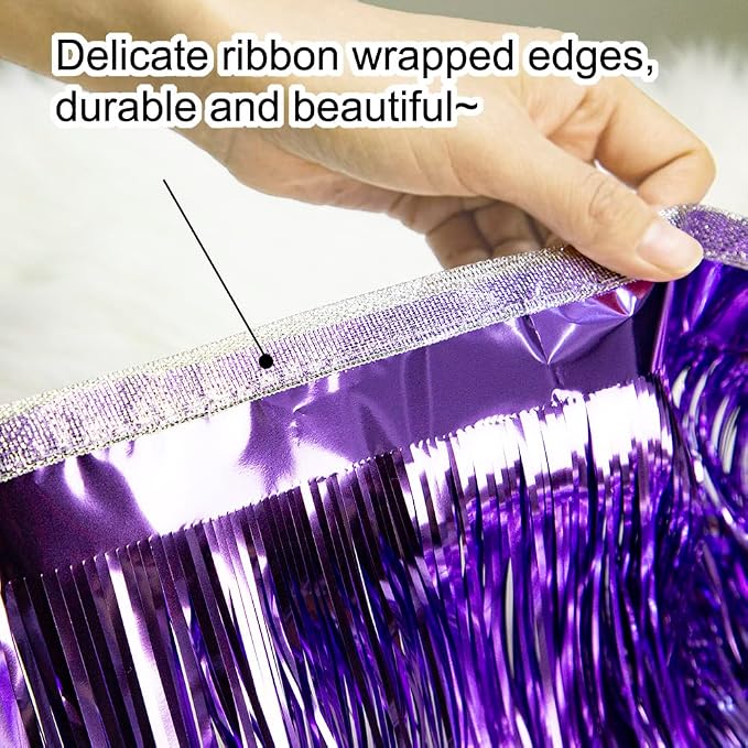 Premium Shiny Purple Fringe Tinsel Garland - Image 5