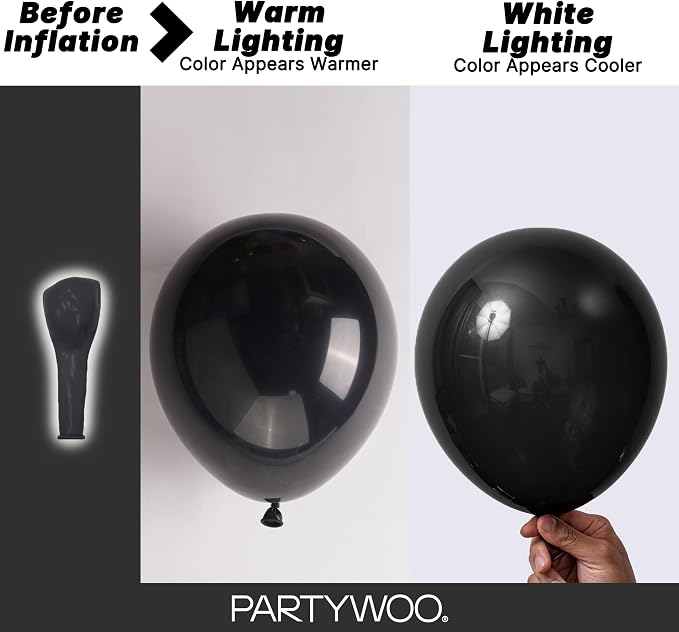 PartyWoo Black Balloons 100pcs Matte Latex Helium Balloons 10 Inch | Baby - Image 3