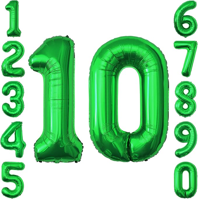 Green Number 10 Balloon 40 Inch, Foil Duo by Unknown