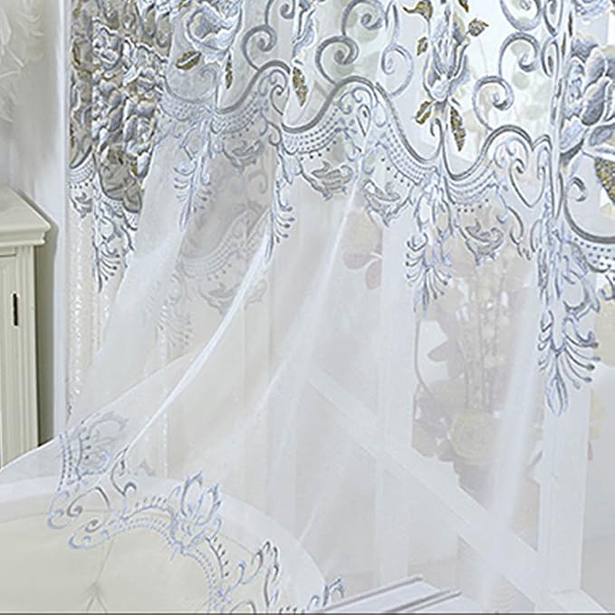 1 Panel Transparent Floral Embroidered Sheer Curtain by NewWPKIRA