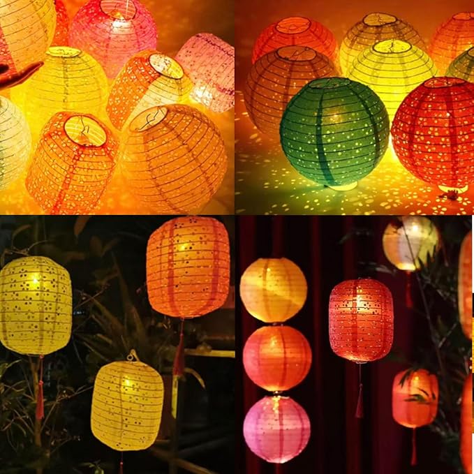 12Pcs Paper Lanterns Chinese Japanese Colorful Hanging Paper Lanterns - Image 4