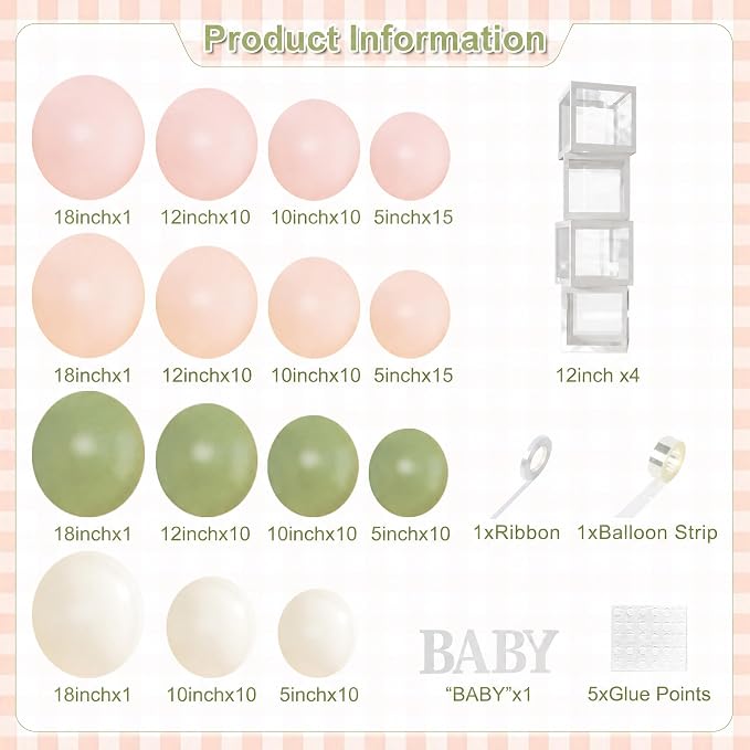 CROSSFINGERS Pink and Sage Green Wildflower Baby Shower Decorations | 132Pcs - Image 2