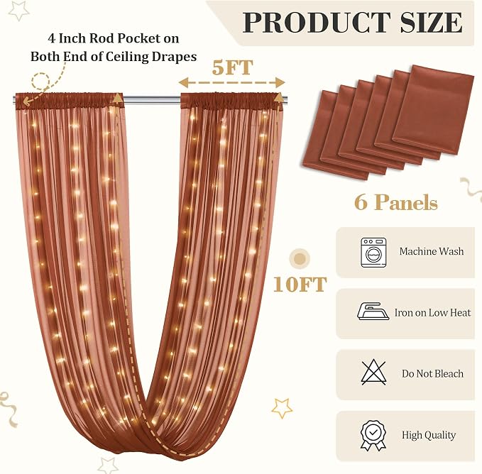 6 Panels Terracotta Ceiling Curtains - Image 2