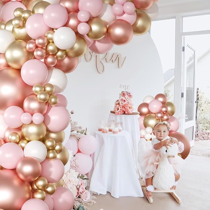 Rose Gold Pink Balloon Arch Kit 163 Pcs rose gold Balloon Garland Kit Include - Image 3