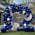 Navy Blue Balloon Garland Arch Kit Double Stuffed Royal Blue Star Moon Balloons by Captank