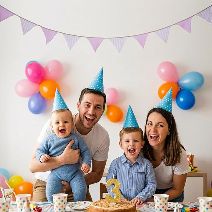 2Pcs Triangle Bunting Flag No-DIY Cotton Fabric Garland Reusable Party Banner - Image 5