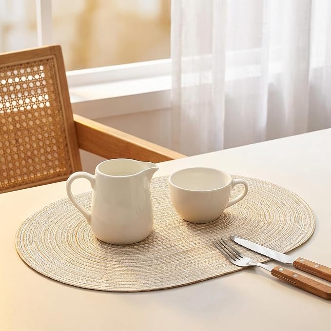 Placemats Set of 4, Woven Oval Braided Dining Table Mats | 12 x 17.5 Inch Size - Image 6