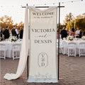Mapileng Modern Wedding Linen Wall Tapestry Welcome Banner, Personalized Couple by Mapileng%E2%84%A2