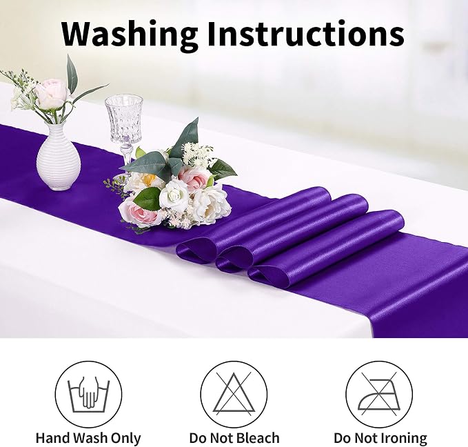15-Pack Satin Table Runner Purple 12 x 108 inches Long, Table Runners - Image 3
