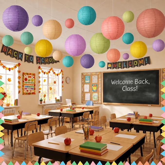 Glooglitter Vibrant 16 Pack Paper Lanterns Hanging Decorations 4” 6” 8” 10” - Image 2